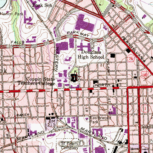 Topographic Map of William S Baer School, MD