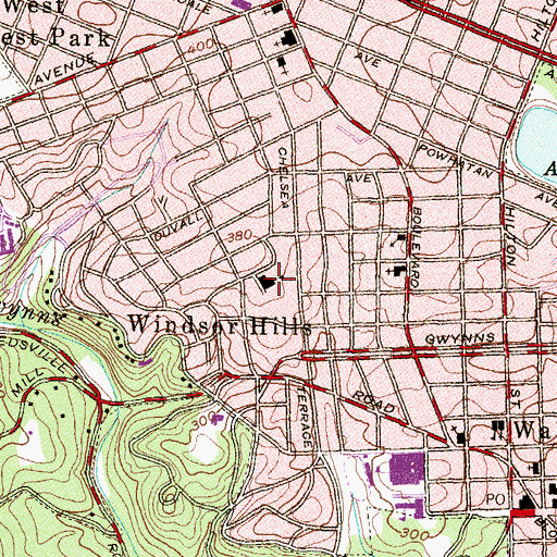 Topographic Map of Windsor Hills Elementary / Middle School, MD