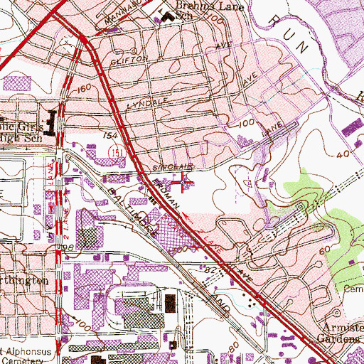 Topographic Map of Archbishop Curley High School, MD
