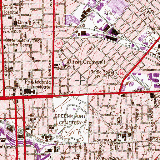 Topographic Map of Cecil Elementary School, MD