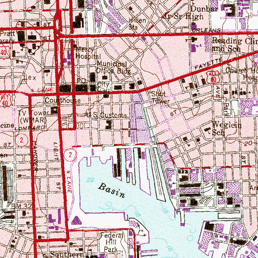 Topographic Map of Community College of Baltimore Harbor Campus, MD