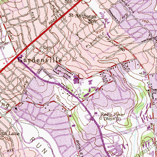 Topographic Map of Furley Elementary School, MD
