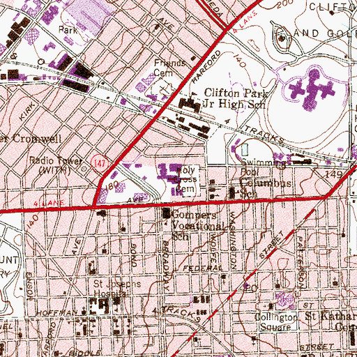 Topographic Map of Harford Heights Elementary School, MD