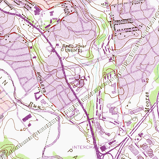 Topographic Map of Herring Run Junior High School (historical), MD