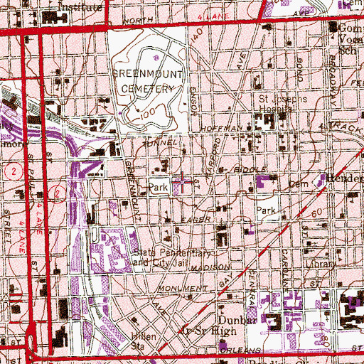 Topographic Map of Johnston Square Elementary School, MD