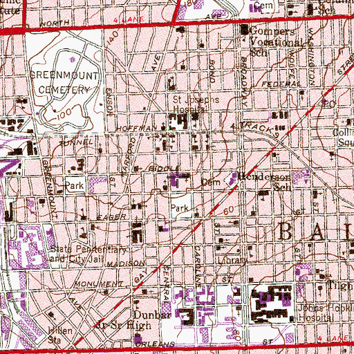 Topographic Map of Madison Square Elementary School, MD