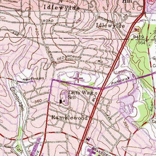 Topographic Map of Mercy High School, MD