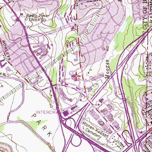 Topographic Map of Moravia Park Elementary School, MD