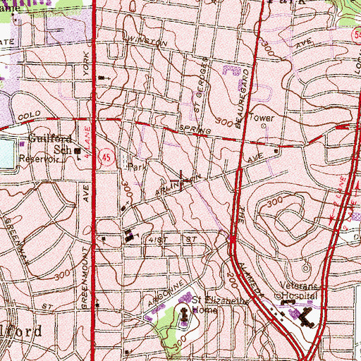 Topographic Map of Walter P Carter Elementary - Middle School, MD