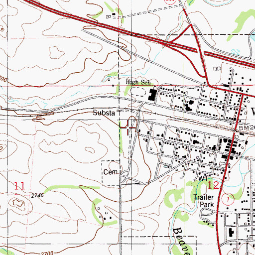 Topographic Map of Pierre Wibaux Monument, MT