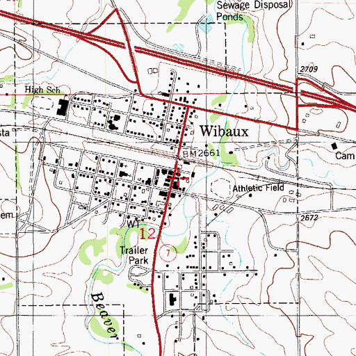 Topographic Map of Pierre Wibaux County Museum, MT