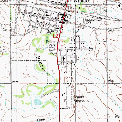 Topographic Map of Wibaux County Nursing Home, MT