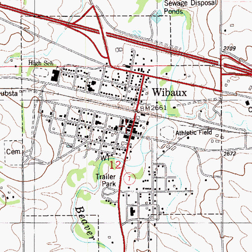 Topographic Map of Wibaux Clinic, MT
