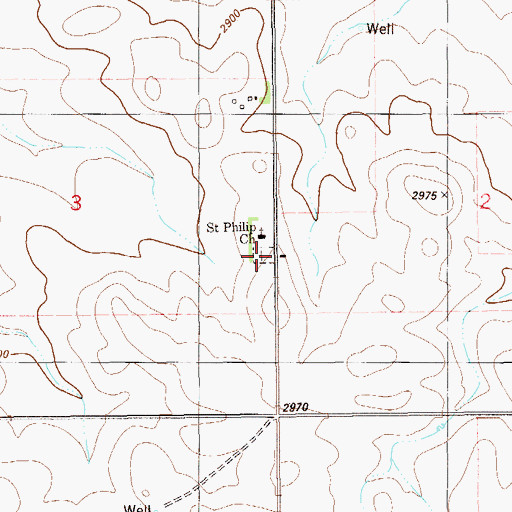 Topographic Map of Saint Philips Cemetery, MT