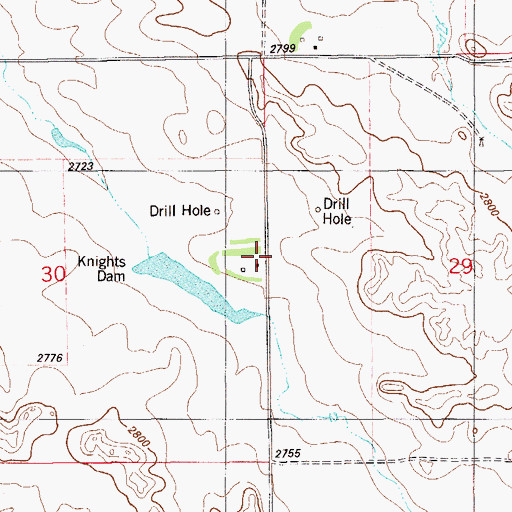 Topographic Map of Erickson School (historical), MT