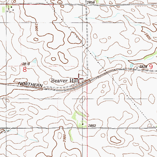 Topographic Map of Beaver Hill School (historical), MT