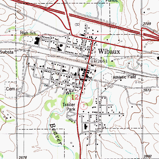 Topographic Map of Wibaux County Sheriff's Office, MT