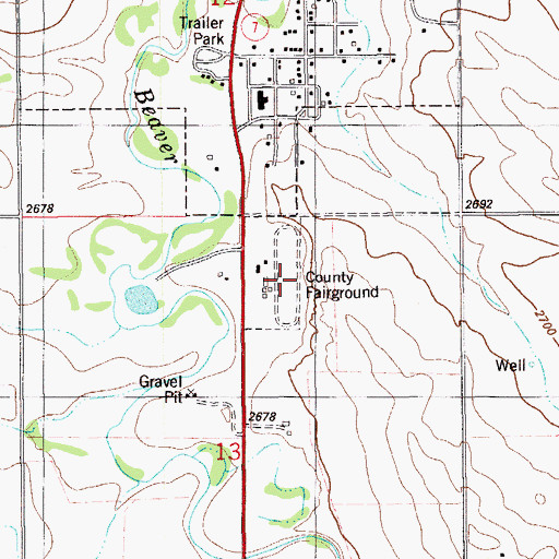 Topographic Map of Wibaux County Fairgrounds, MT