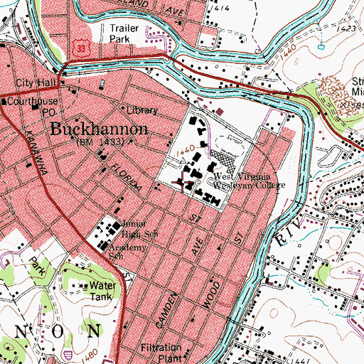 Topographic Map of Agnes Howard Hall, WV