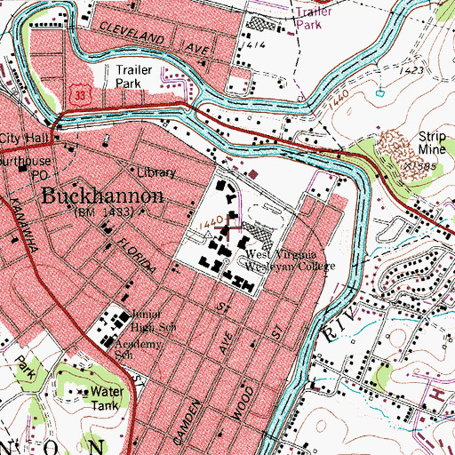 Topographic Map of Annie Merner Pfeiffer Library, WV