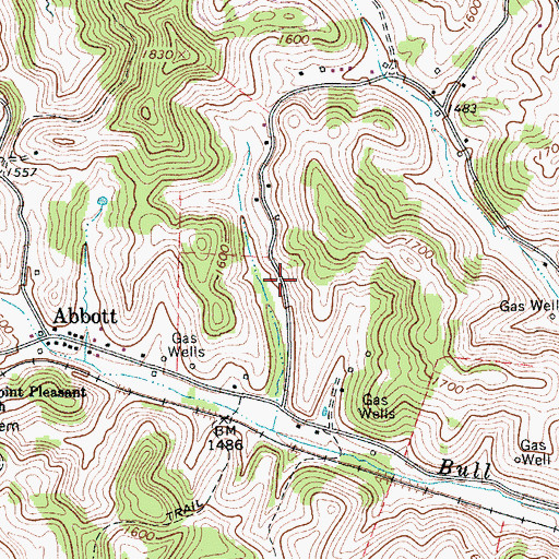 Topographic Map of Bull Run School (historical), WV