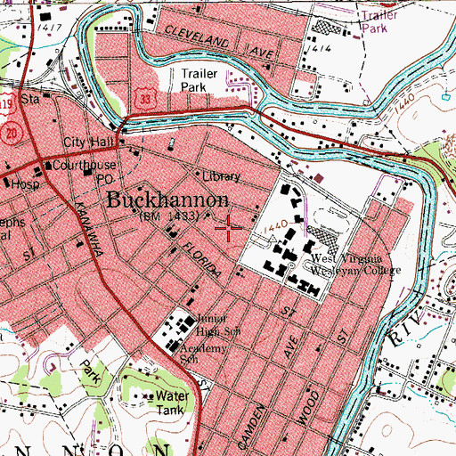 Topographic Map of Central Elementary School (historical), WV
