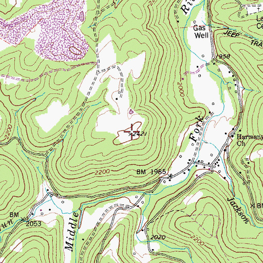 Topographic Map of Church Knob, WV