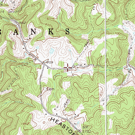 Topographic Map of Cow Run School (historical), WV