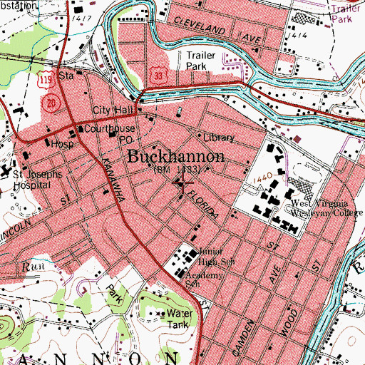 Topographic Map of First United Methodist Church, WV