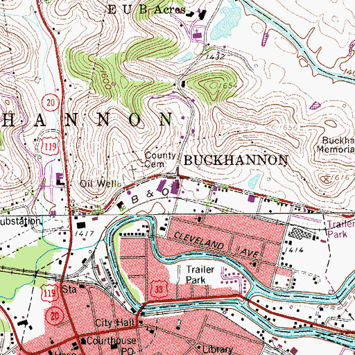 Topographic Map of Fred W Eberle Technical Center, WV