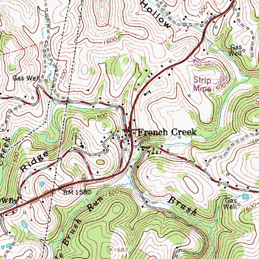 Topographic Map of French Creek Presbyterian Church, WV