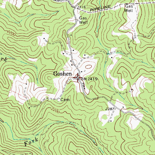 Topographic Map of Goshen Church, WV