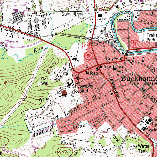 Topographic Map of Holy Rosary Roman Catholic Church, WV