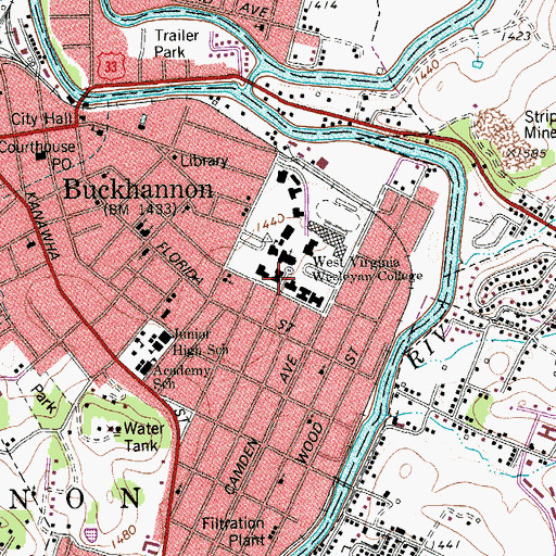 Topographic Map of Jenkins Hall, WV