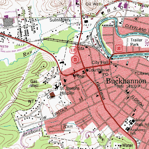 Topographic Map of Leonard Memorial Hospital (historical), WV