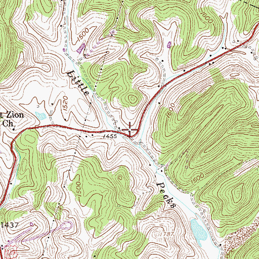 Topographic Map of Little Pecks Run School (historical), WV