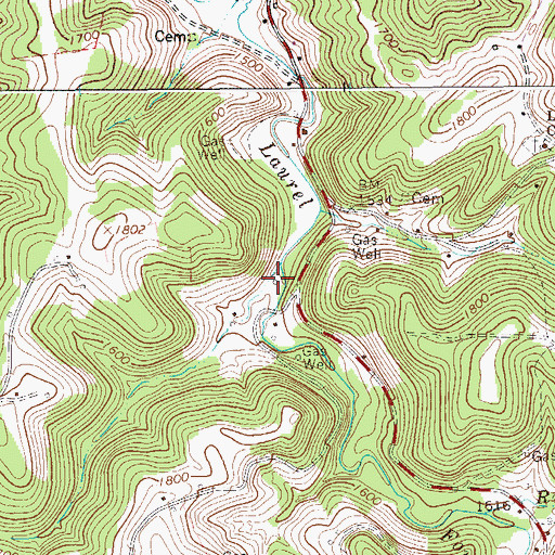 Topographic Map of Lower Laurel Fork School (historical), WV