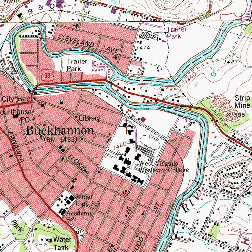 Topographic Map of McCuskey Hall, WV