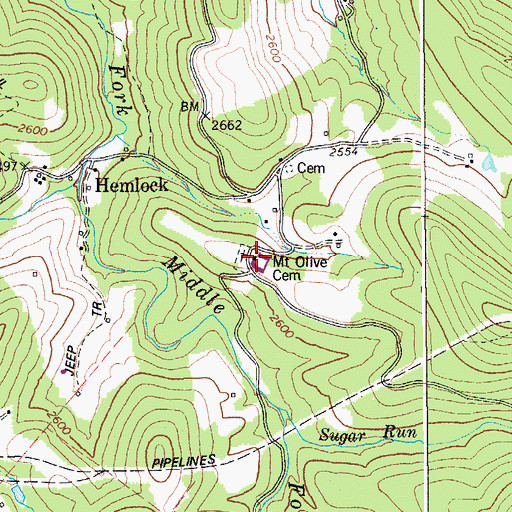 Topographic Map of Mount Olive Methodist Episcopal Church, WV