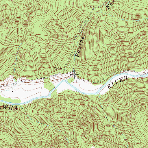 Topographic Map of Panther Fork School (historical), WV