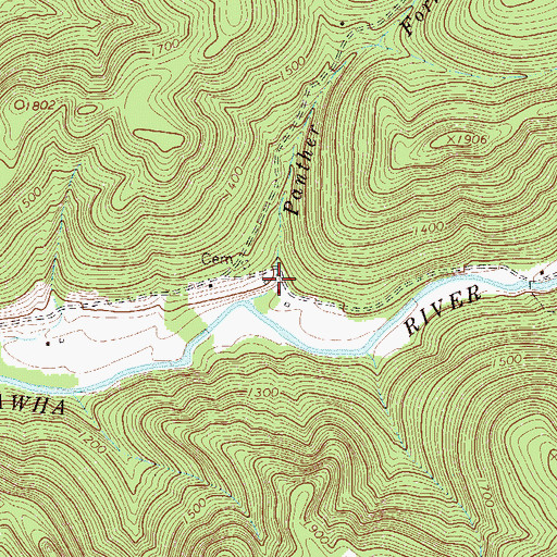 Topographic Map of Panther Fork School (historical), WV
