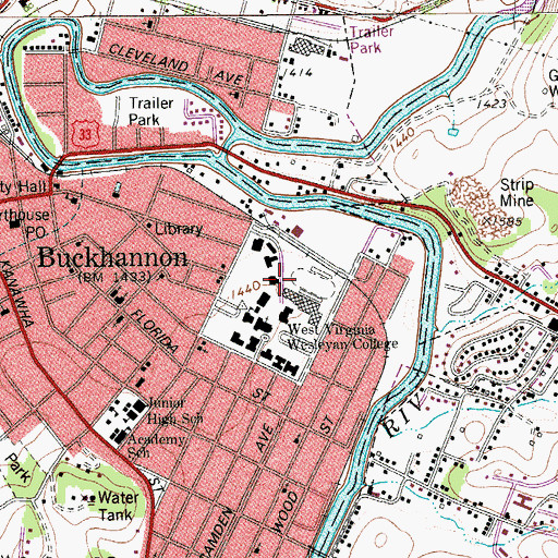 Topographic Map of Raymond Science Hall, WV
