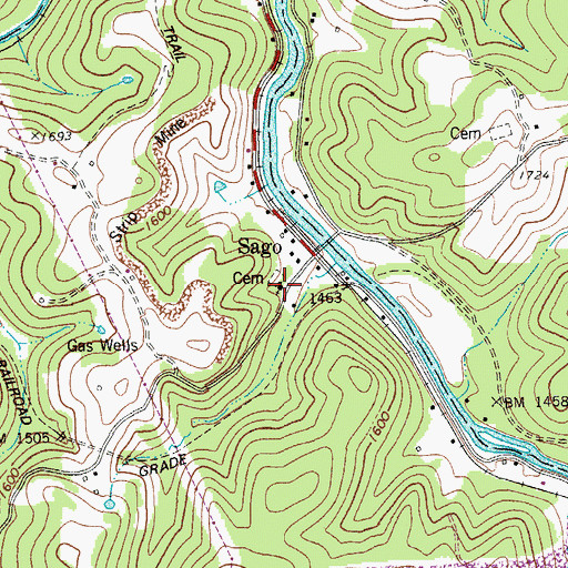 Topographic Map of Sago Baptist Church, WV