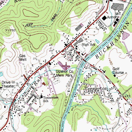 Topographic Map of Southfork Shopping Center, WV