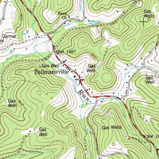 Topographic Map of Tallmansville Post Office, WV