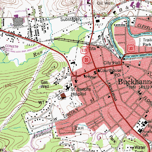 Topographic Map of Upshur County Courthouse, WV