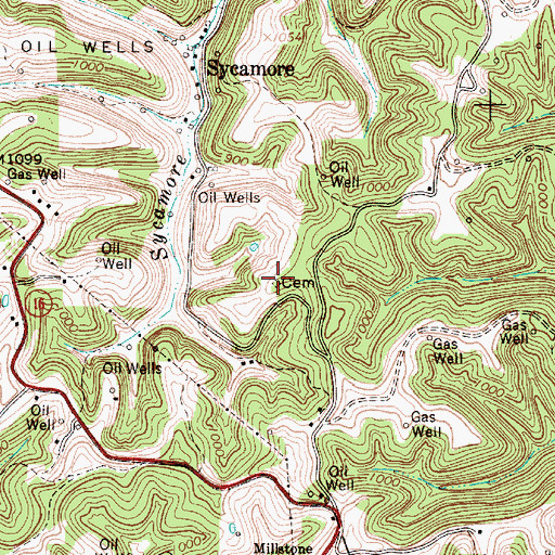 Topographic Map of Barr Cemetery, WV