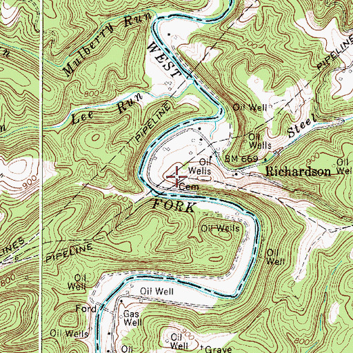 Topographic Map of Bee Cemetery, WV