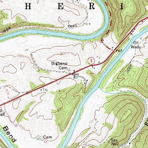 Topographic Map of Big Bend School (historical), WV