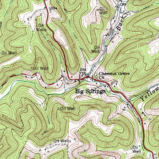 Topographic Map of Big Springs Post Office, WV